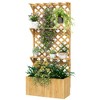 Outsunny Wooden Raised Garden Bed, Planter with Trellis, Hanging Roof, Plant Shelf, Drainage Holes and Bed Liner, Natural - 4 of 4