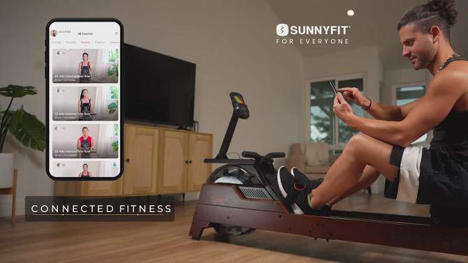 Sunny Health &#38; Fitness Vertical Hydro Wooden Water Rowing Machine, 2 of 13, play video