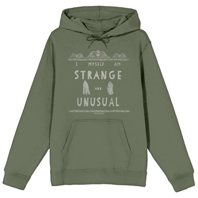 Beetlejuice I Myself Am Strange and Unusual Men's Olive Green Graphic Hoodie