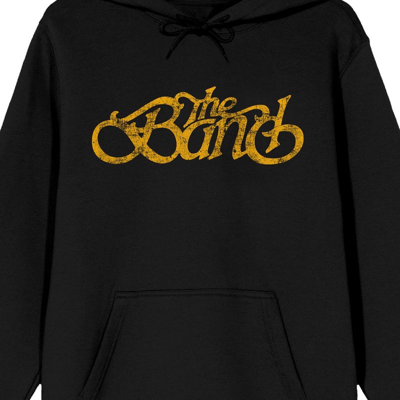 The Band Yellow Distressed Logo Men's Black Hoodie, 2 of 3