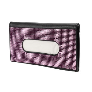 Unique Bargains Universal Car Tissue Holder Sun Visor Holder Cover Car Backseat Extra Large Tissue Organization Faux Leather Black Pink - 1 of 4