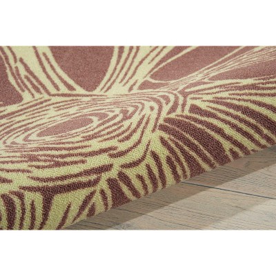 Lime Green Floral Sketch 5' x 7' Easy-Care Synthetic Area Rug