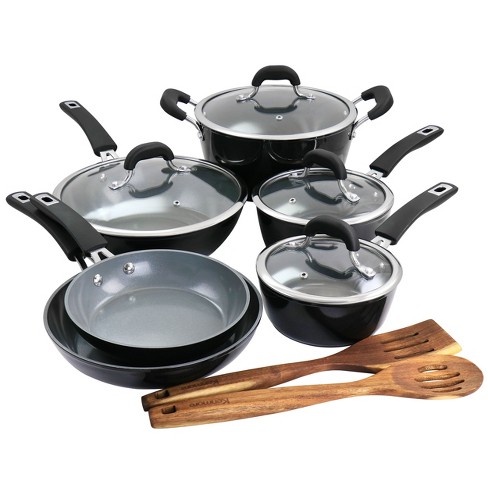 Nutrichef 11 Piece Nonstick Ceramic Cookware Excilon Home Kitchen Ware Pots  & Pan Set with Saucepan Frying Pans, Cooking Pots, Lids, Utensil