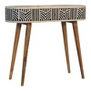 Solid Wood Edessa Bone Inlay Console Table, Oak-ish Finish, 2 Drawers, Boho Nordic Design - 3 of 4