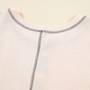 Amaryllis Women’s Waffle Knit Colorblock Pullover Top with Long Striped Sleeves Button Henley Detail - 4 of 4