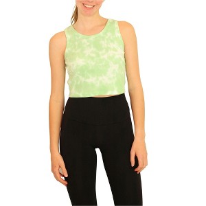 Elevenparis Womens Cropped Ribbed Tank Top, Green, Large - 1 of 4