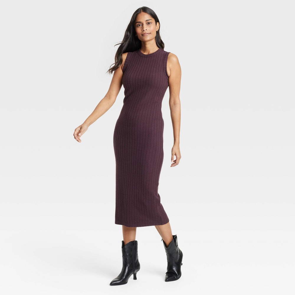 Women's Rib-Knit Midi Bodycon Dress - Universal Thread™ Brown S