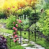 ACEPANO 86.6 in. H Outdoor Climbing Plants Support Metal Garden Rose Arch with Gate-Black - 3 of 4