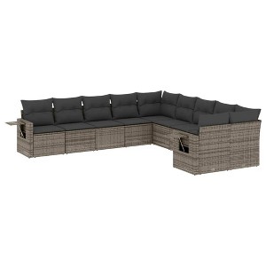vidaXL Garden Sofa Set Grey PE Rattan, Powder-Coated Steel Large Modular - 1 of 4