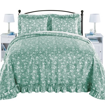 Collections Etc Lightweight Floral Scroll Plissé Bedspread