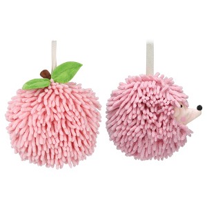 REGALWOVEN 2 Pcs Comfortable Soft Absorbent Chenille Ball Fuzzy Hand Towel for Home Decor - 1 of 4