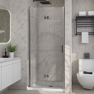 Lirago 34x72" Bifold Frameless Shower Door  1/4" Tempered Glass Adjustable Width Chrome Finish Rust Resistant for Small Bathroom