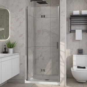 Lirago 34x72" Bifold Frameless Shower Door  1/4" Tempered Glass Adjustable Width Chrome Finish Rust Resistant for Small Bathroom - 1 of 4