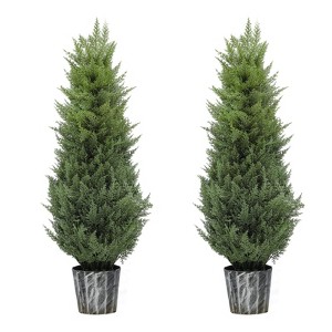 4 ft Christmas Plant Artificial 2 Set Topiary with Red Berry Decor for Indoor and Outdoor - 1 of 4