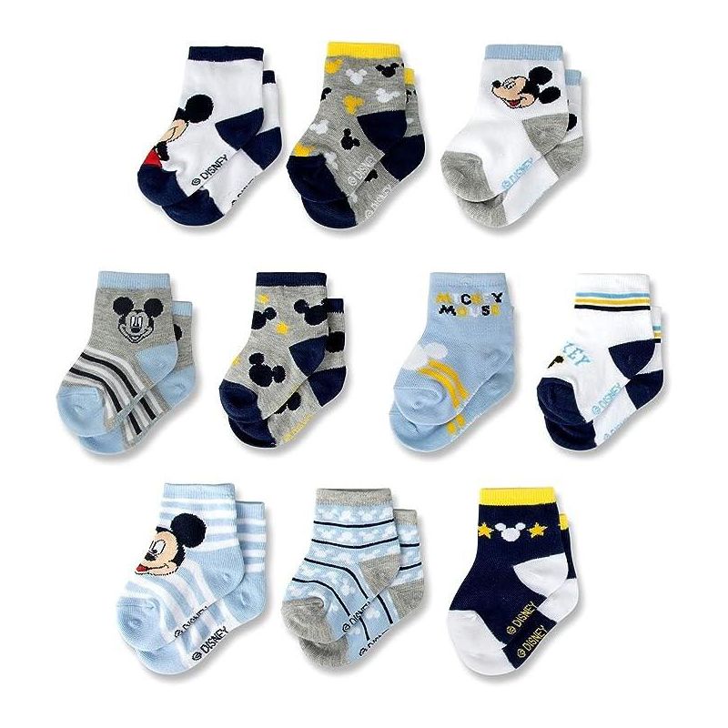 Mickey Mouse Baby Boy's 10-Pack Infant Socks, 0-24 Months (blue), 1 of 6