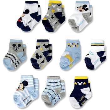 Mickey Mouse Baby Boy's 10-Pack Infant Socks, 0-24 Months (blue)