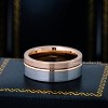 Jewelry Avalanche 8mm Pipe Cut Rose Gold & Gray IP Off Center Groove Tungsten Carbide Mens Wedding Band - 3 of 4