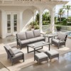 Belord 7PCS Outdoor Patio Furniture Set, All Weather Brown Wicker Outdoor Conversation Set with Couch, Patio Chair, Ottoman, Coffee Table, Side Table - 2 of 4
