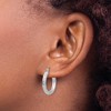 Black Bow Jewelry 3mm x 25mm 14k White Gold Textured Round Hoop Earrings - 3 of 4