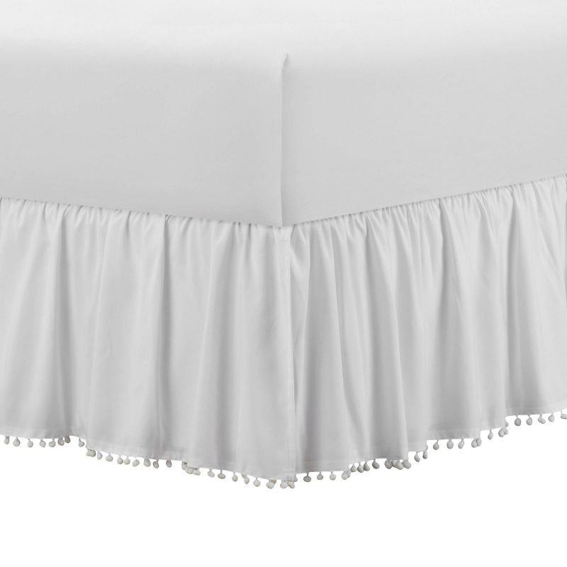 Belles & Whistles Pom Pom Trim 15" Drop Bed Skirt, 5 of 7