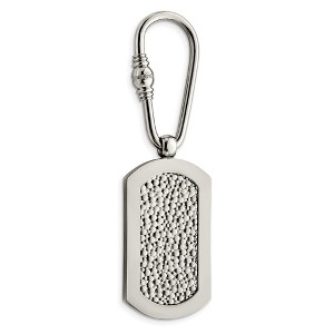 Black Bow Jewelry Titanium Polished Pebble Textured Key Chain - 1 of 4