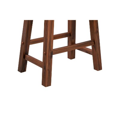 Chestnut Wire-Brush 24" Saddle Style Wood Barstools - Set of 2