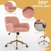 Rbied Artificial Alpaca Wool Adjustable and Swivel Accent Chair Vanity Chair Office Chair with Wheels and Metal Base - 2 of 4