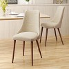 VYNXARIA Mid Century Modern Fabric Armless Dining Chairs, Set of 2, Wheat and Dark Walnut - 2 of 4