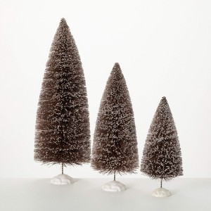 9.5"H, 12"H and 16.25"H Sullivans Brown Bottle Brush Tree - Set of 3, Christmas Decor - 1 of 4