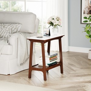 Vynxaria Retro Narrow Side Table with Storage Shelf ¨C Slim End Table for Living Room, Small Spaces & Entryway - 1 of 4