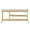 Homhougo 2 Tier Entryway Bench - Modern Shoe Storage Bench Organizer with Cushion Gold - 4 of 4