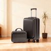 14"/20" 2 Pcs/Set ABS Spinner Wheel Luggage, Front Opening, Combination Lock, Cosmetic Case, Black -- Frevyn - 2 of 4
