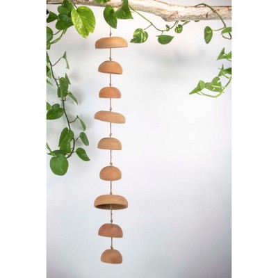 Natural Terracotta and Jute Hanging Moon Chimes, 40"