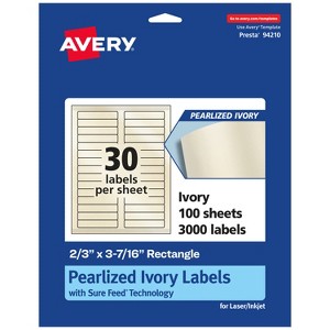 Avery Pearlized Ivory Rectangle Labels with Sure Feed Technology, 2/3" x 3-7/16" - 1 of 4