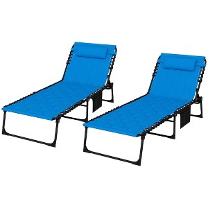 Outsunny Folding Chaise Lounge with 5-level Reclining Back, Outdoor Lounge Chair with Padded Seat - 1 of 4