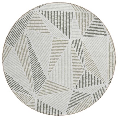 Taupe Brown And Beige Geometric Washable Indoor Outdoor Area Rug