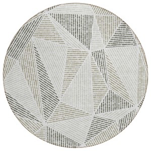 Taupe Brown And Beige Geometric Washable Indoor Outdoor Area Rug - 1 of 4