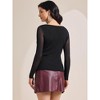 INSPIRE CHIC Women's Semi Sheer Long Sleeve Ruched V Neck Sequin Panel Casual Party Shirt - 4 of 4