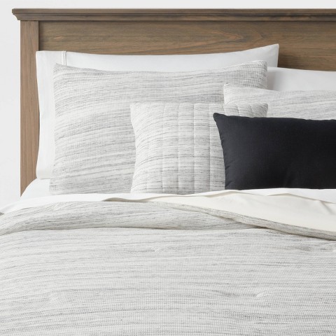 Threshold 5pc King Space-Dyed Waffle Comforter Bedding Set Gray - Threshold™: Includes Decorative Pillows & Shams