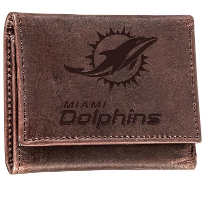 Evergreen Miami Dolphins Brown Tri-Fold Leather Wallet, Best Price and  Reviews