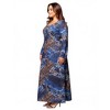 24seven Comfort Apparel Blue Animal Print Long Sleeve Scoop Neck Maxi Dress - 2 of 3