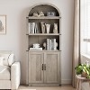 Bookcase with Doors Arched Bookshelf 71.65in Tall Bookcase Farmhouse Cabinet with Shelves - 2 of 4