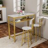 Hooseng 3 Piece kitchen Table Set, Kitchen Table Set for 2 with storage shelves and Faux marble top, Bar Table and Chairs Set with Backrest - 3 of 4