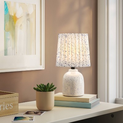 Mini Printed Ceramic Base Table Lamp with Printed Pleated Shade Light Blue - Room Essentials™