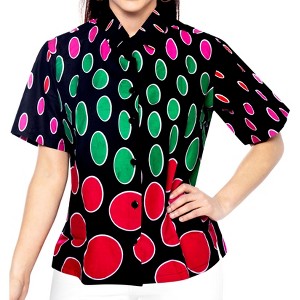 LA LEELA Womens's Casual Beach Hawaiian Blouses Shirt Short Sleeve Button Down Dress Tops Tee Shirts T Shirts for Women S Plus-Size Polka Dots, Pink - 1 of 4