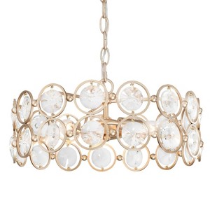 LNC Eternal 3-Lights 15" Modern Drum Small Chandelier, Matte Gold with Facted Crystal - 1 of 4