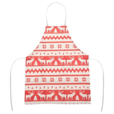 Unique Bargains Christmas Aprons Linen Red Beige 21.65"x26.77" 1 Pcs