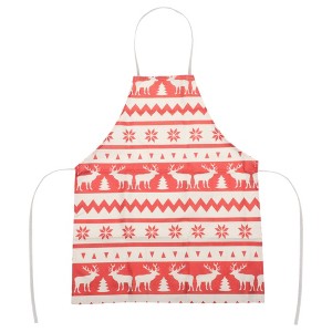 Unique Bargains Christmas Aprons Linen Red Beige 21.65"x26.77" 1 Pcs - 1 of 4