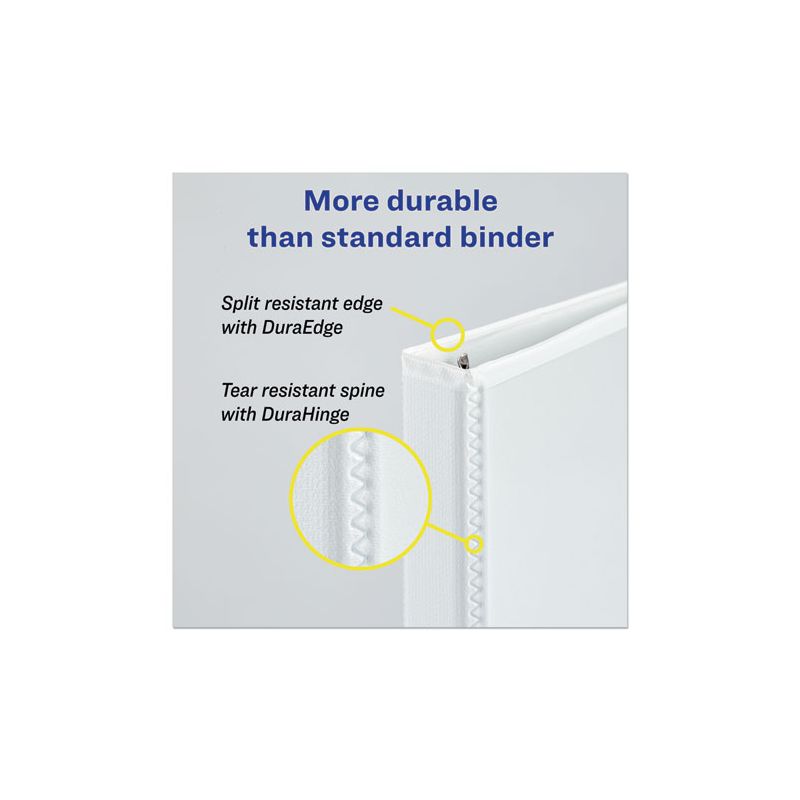 Avery Durable View Binder with DuraHinge and EZD Rings, 3 Rings, 4" Capacity, 11 x 8.5, White, (9801), 4 of 8