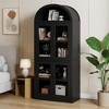 Coolmee Arched Bookshelf with Doors, Farmhouse Display Storage Shelves, 71.4in Tall Wooden Rounded Bookcases for Living Room, Kitchen, Office - 4 of 4